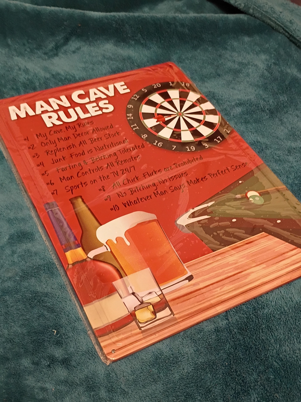 Mancave Rules Decorative Wall Sign - Red